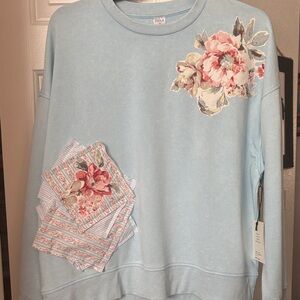Floral Blue Sweatshirt